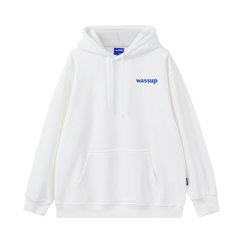 WASSUP Small Letter Hoodie: Men’s High – Street Chinese Trendy Brand for Autumn and Winter