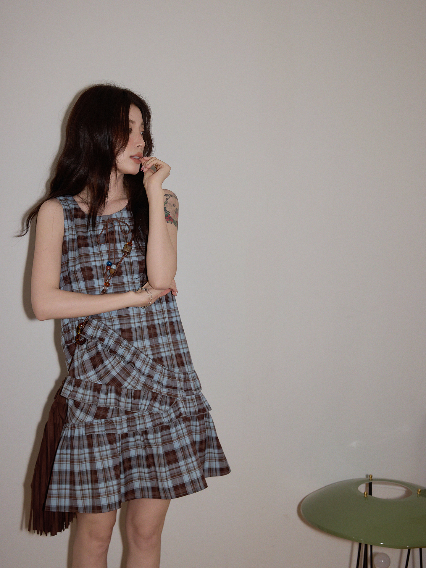Retro Sleeveless Dress: Elegant, Loose – Fitting, and Design – Forward Plaid Short Vest Dress
