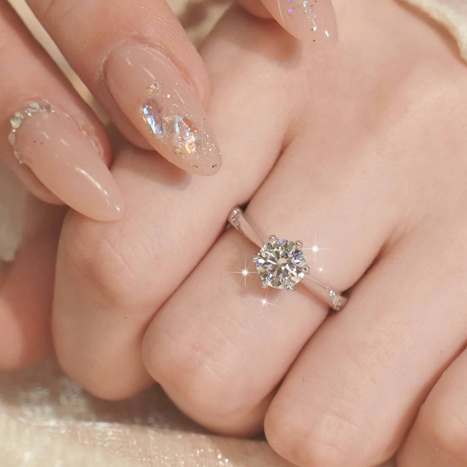 Moissanite 1 – Carat Diamond Ring: 18K Gold, Sterling Silver, Platinum PT950 Couple Rings for Proposal