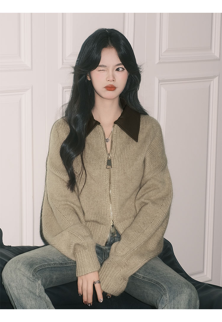 Lazy Khaki Collared Knit Cardigan: Loose, Soft and Casual Sweater Coat